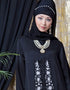 Dubai Front Embroidered Zip At Neck Nida Abaya White